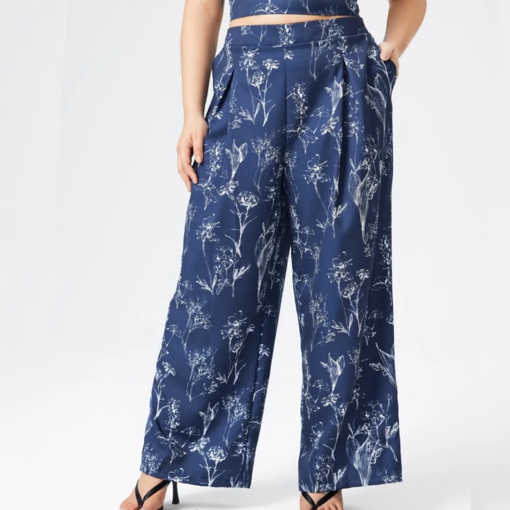 Cider Curve & Plus Floral Painting Straight Leg Trouser 2X